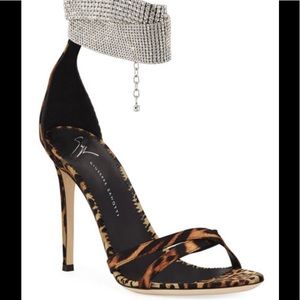 GIUSEPPE ZANOTTI Animal Print Crystal Sandals